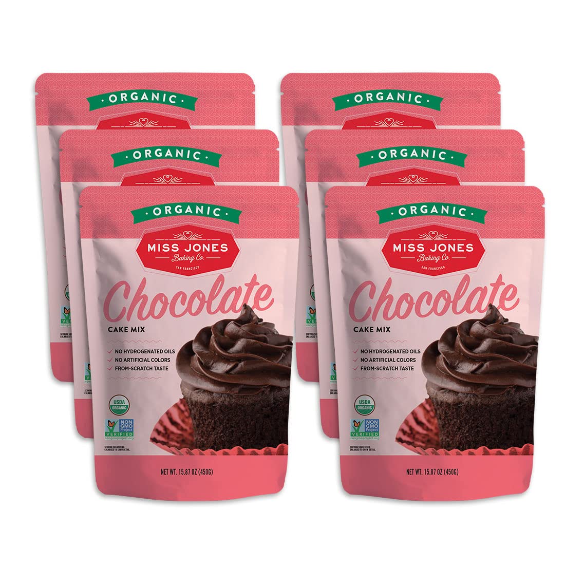 Miss Jones Baking Organic Cake And Cupcake Mix, Non-Gmo, Vegan-Friendly, Moist And Fluffy: Chocolate (Pack Of 6)