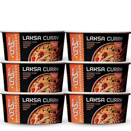 Snapdragon Singapore-Style Laksa Curry Instant Noodle Bowls Coconut Curry Flavor With Rice Noodles Gluten-Free No Msg Added