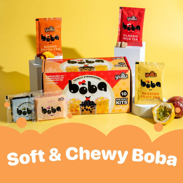 Boba Bundle Kit 10 Serv. Instant Bubble Pearl Variety Milk Tea Kit With Authentic Brown Sugar Tapioca Pearls By Yulu Foods - Rea