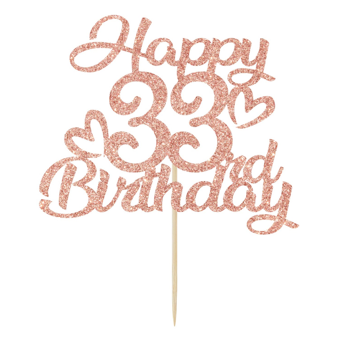 Unoggsor Rose Gold Glitter Happy 33Rd Birthday Cake Topper - Hello 33, Cheers To 33 Years, 33 And Fabulous, 33Rd Birthday/Annive