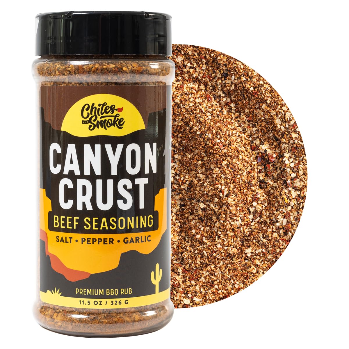 Chiles And Smoke - Canyon Crust Beef Seasoning Great On Beef Brisket Ribeye Steaks Hamburger Meat And More Bbq Rub And Spices For Grilling And Aromatic Use No Sugar Gluten & Msg Usa-Made 326 G