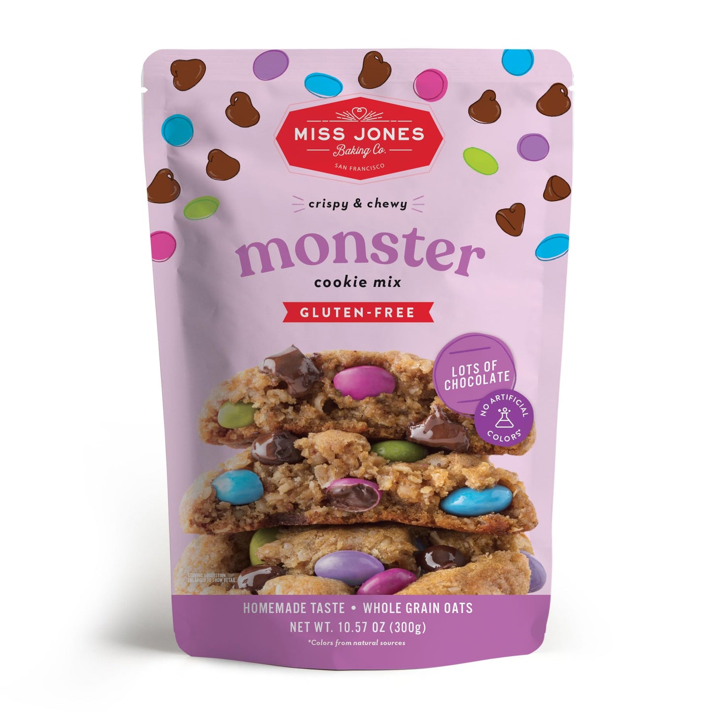 Miss Jones Baking Gluten-Free Monster Cookie Mix - Certified Gluten Free & Made with 100% Oats, Easy To Bake Desserts & Treats,