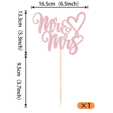 1 Pack Mr & Mrs Cake Topper Glitter Bridal Wedding Cake Pick Love Heart Mr And Mrs Cake Decoration For Wedding Engagement Party