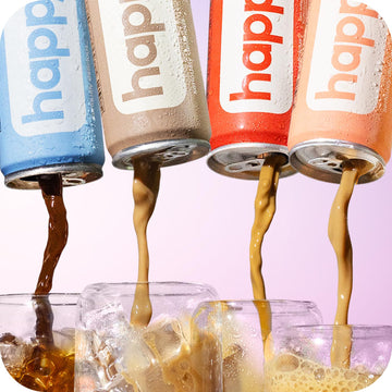 Happy Coffee Canned Caramel Latte, 11 Oz. Cans, 12 Pack, Notes Of Marshmallow & Comfort, 100% Arabica Beans, No Artificial Flavo