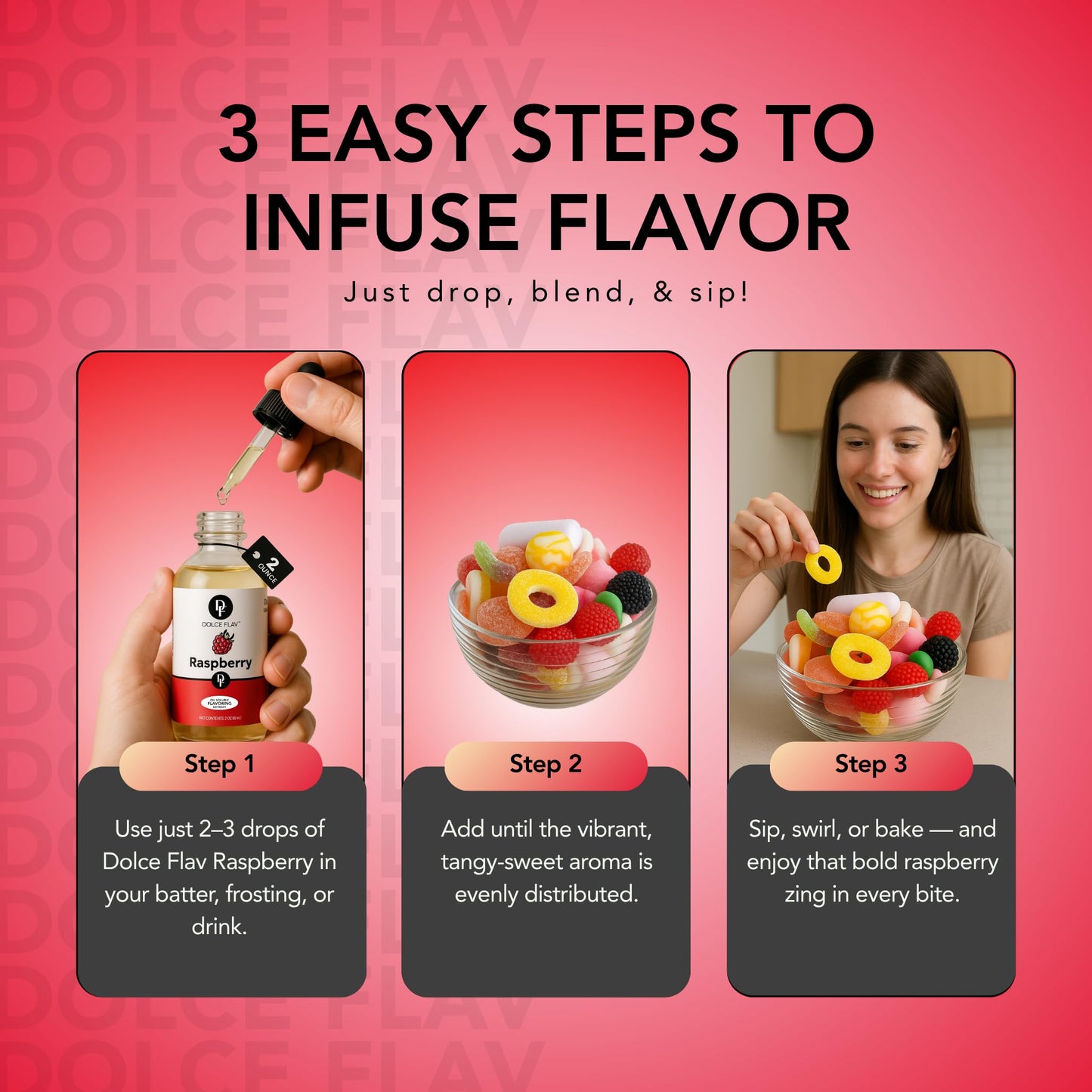 Dolce Foglia Raspberry Flavoring Oil - Ultra Concentrated for Candy, Baking, Ice Cream - 2 Oz.