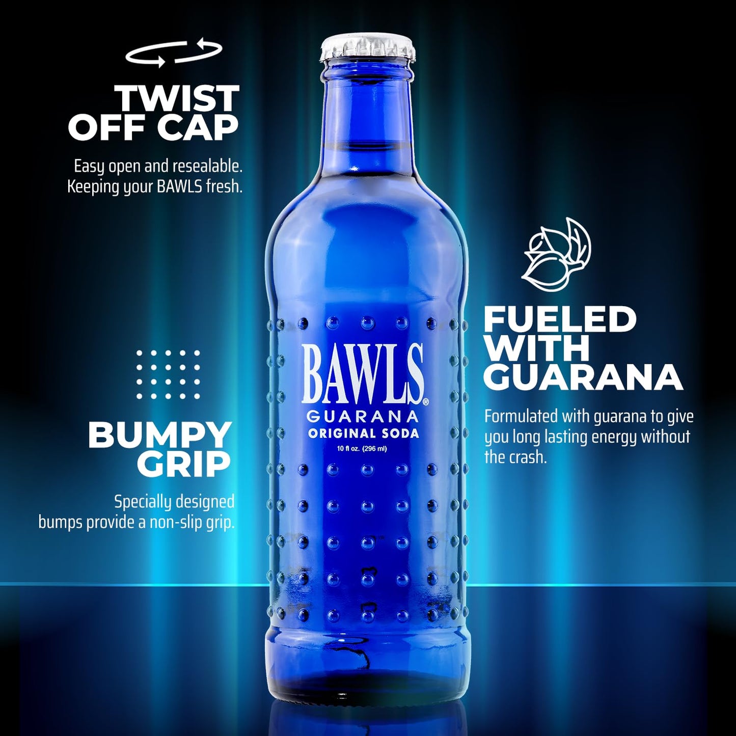 BAWLS Guarana Original, BAWLS Guarana Drink, Guarana Soda, Guarana Fueled Soda for Energy, High Energy Caffeinated Drink, 10oz 2