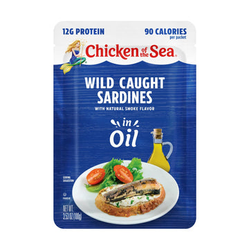 Chicken Of The Sea Sardines In Oil, 3.53 Ounce Packets (Pack Of 36), Wild Caught Sardines