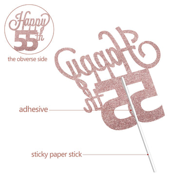 Lingteer Happy 55Th Birthday Cake Topper - Cheers To 55Th Birthday 55 Years Old Birthday Party Cake Decorations Sign.