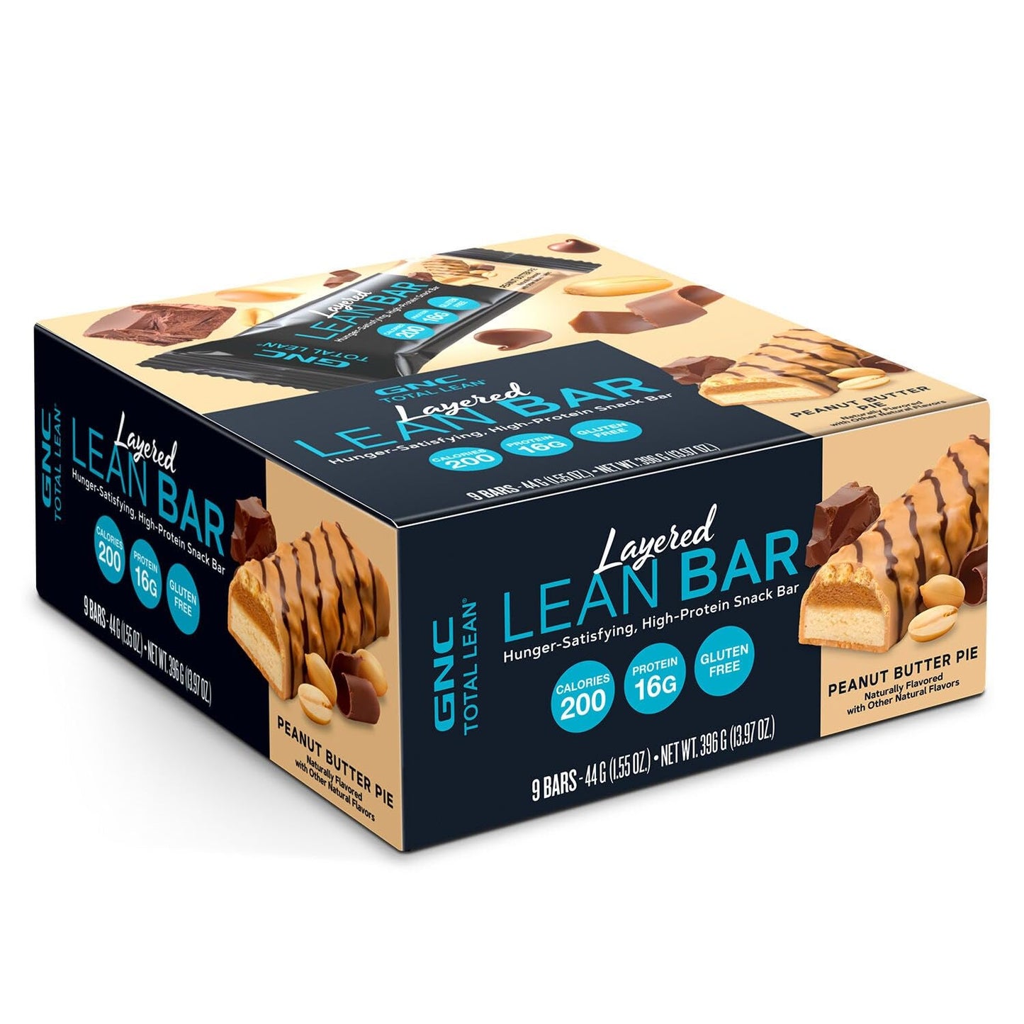 Gnc Total Lean Layered Lean Bar| Hunger Satisfying - High Protein Snack Bar | Peanut Butter Pie - 9 Bars