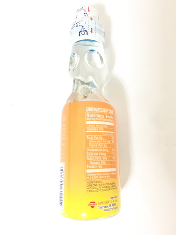 Sangaria Ramune Japanese Carbonated Soft Drink Orange Flavor 6 Pack (6.76Fl.Oz)