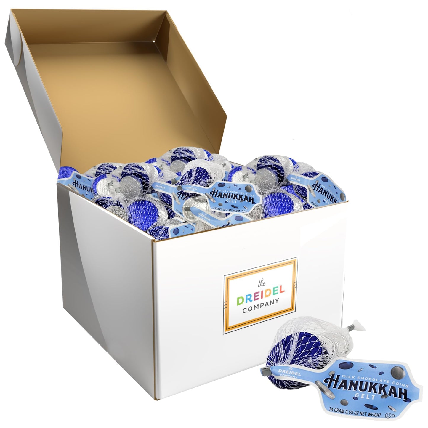 The Dreidel Company 200-Mesh Bags Oriflavor Blendal Hanukkah Chocolate Gelt Blue & Silver Coins In Mesh Bags Made With Top-Grade Belgian Milk Chocolate Gluten Free Non-Gmo Kosher Certified Dairy