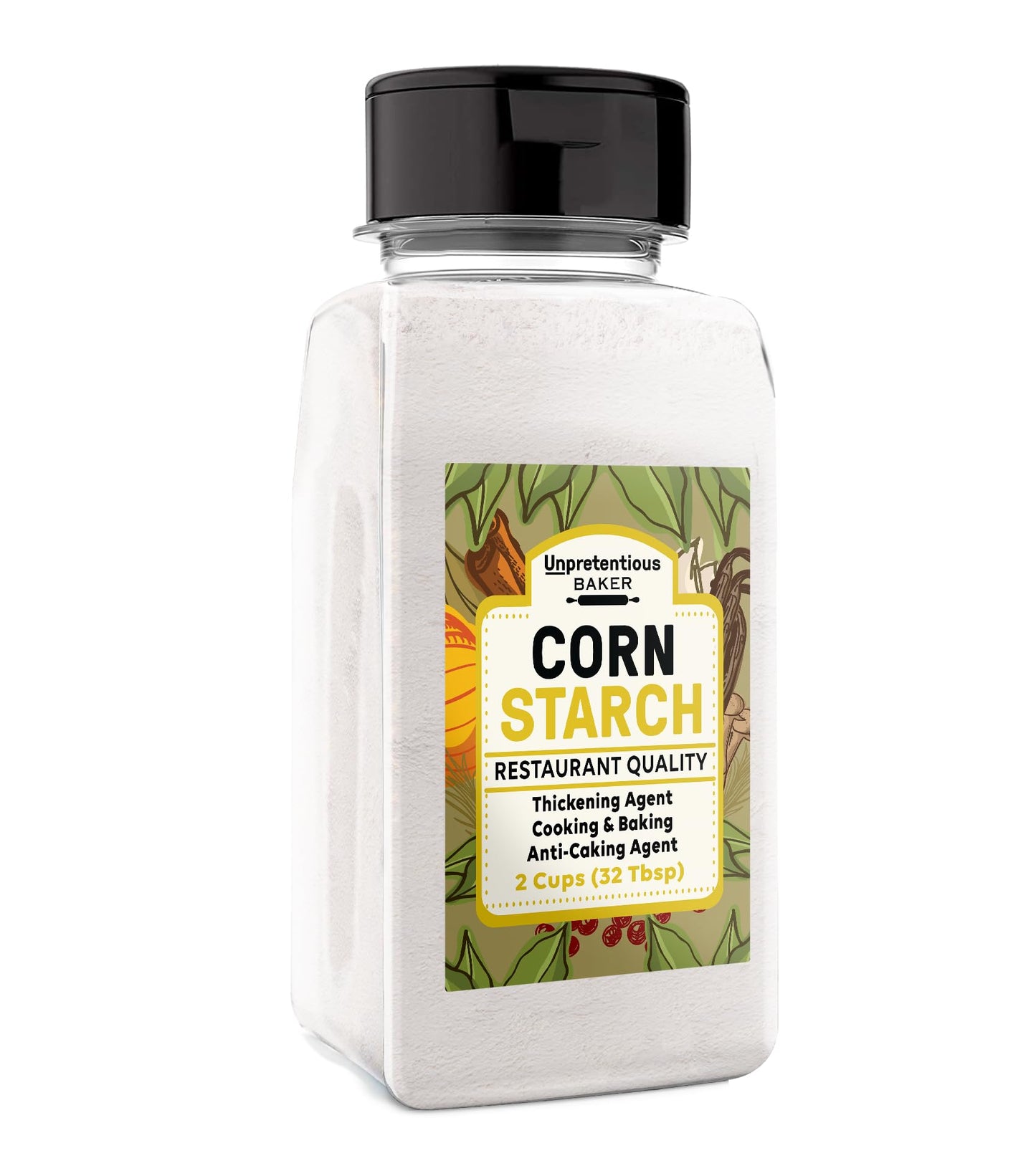 Corn Starch By Unpretentious, 2 Cups, Thickening Agent, For Bulk Baking & Cleaning Use