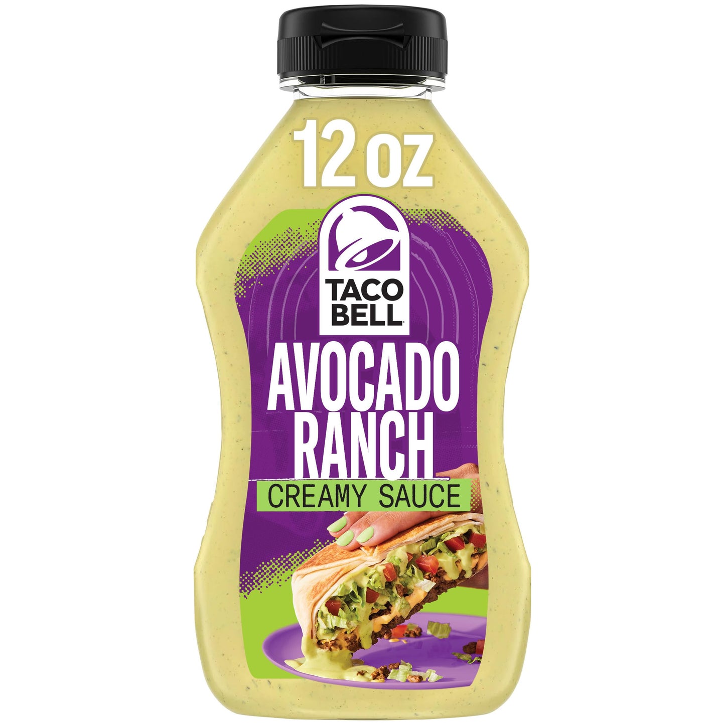 Taco Bell Creamy Avocado Ranch Sauce, 12 Fl Oz, Pack of 1, Convenient Dip for Tacos and Salads
