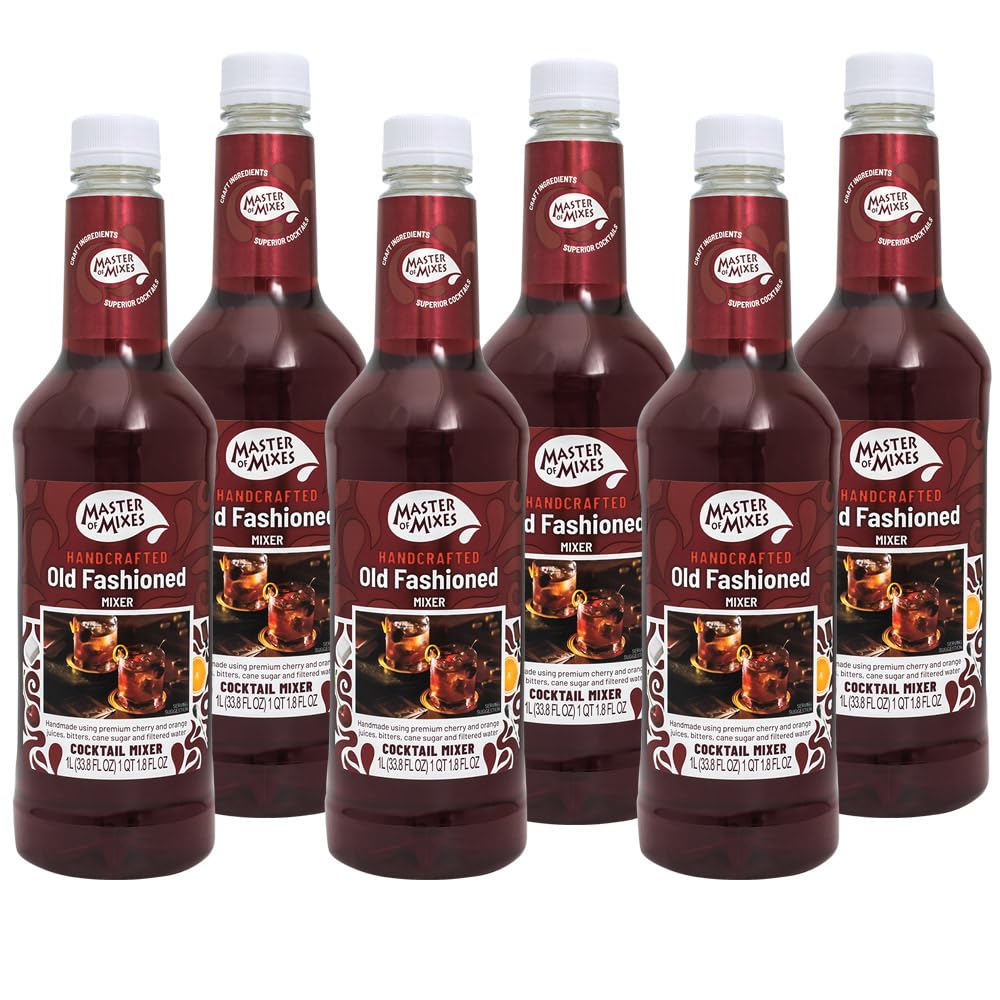 Master of Mixes Old Fashioned Drink Mix, Ready To Use, 1 Liter Bottle (33.8 Fl Oz), Pack of 6