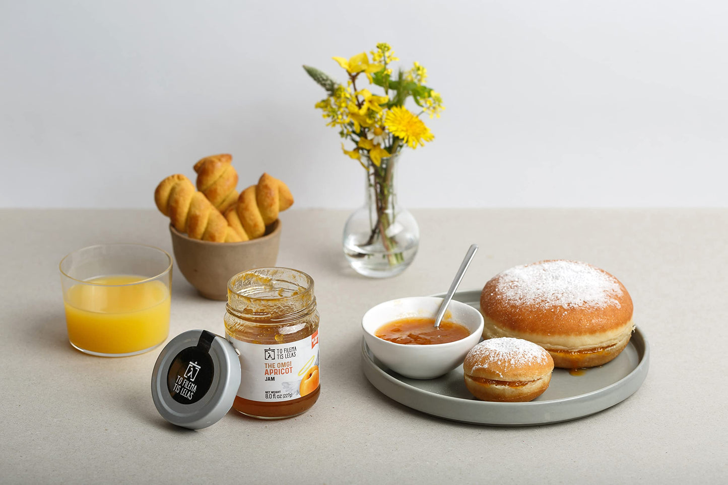 Apricot Jam - 8 Fl. Oz - No Sugar Added Natural Sweetness Taste - Made In Greece, No Preservatives, Gluten Free Apricot Jam - Fr