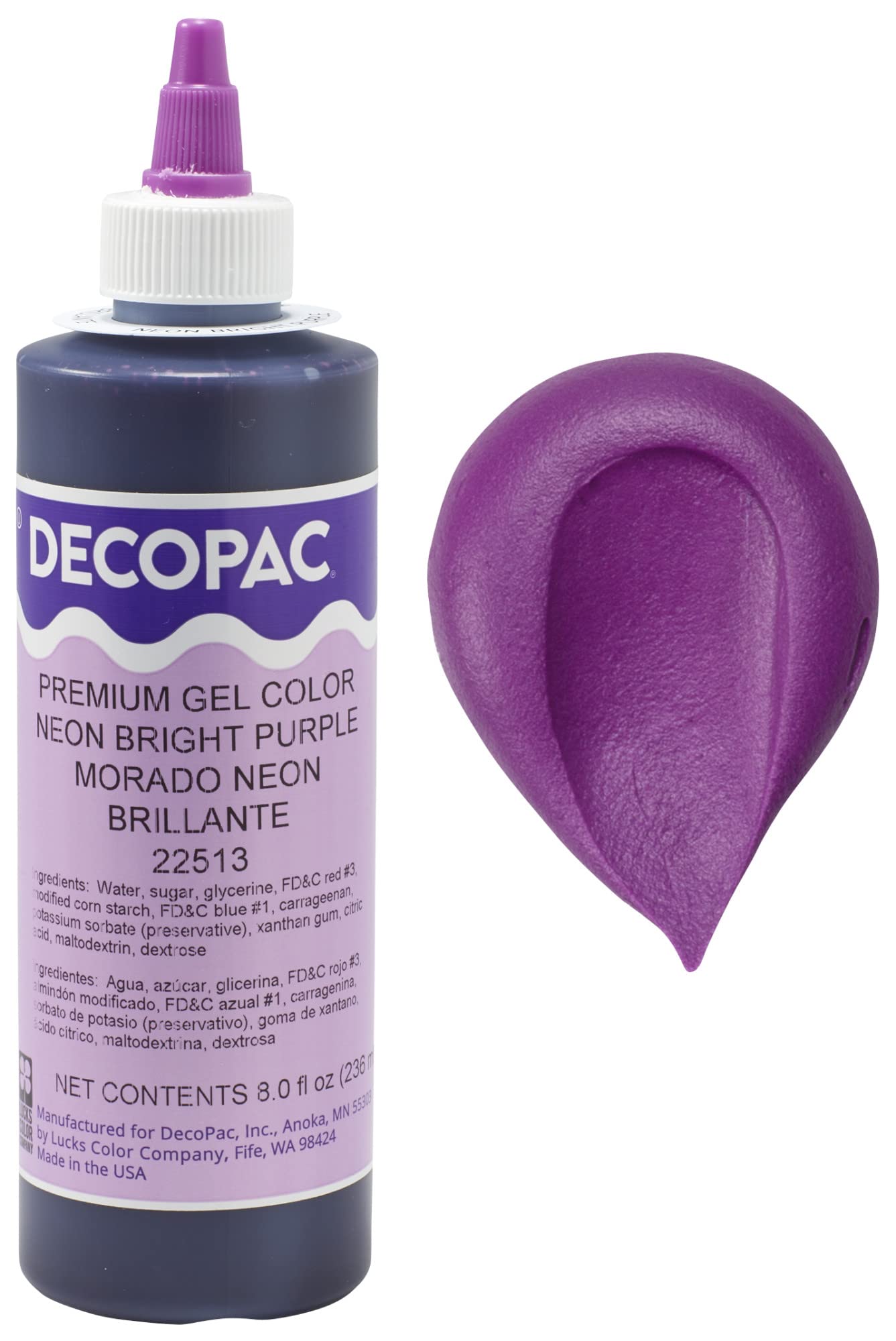 Decopac Premium Gel Food Color, Edible Coloring For Use With Buttercream Or Whipped Icing, Fondant & Piping Gel, Highly Concentrated Gel, 8Oz - Neon Bright Purple