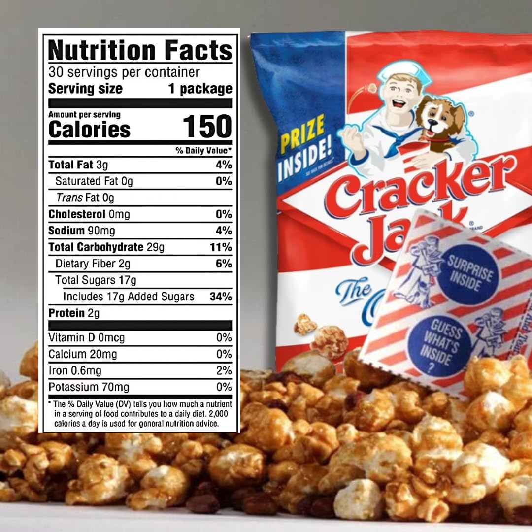 Sweet and Salty Popcorn Individual Bags, 30 Count Bulk Pack- Classic Original Caramel Coated Popcorn and Peanuts, On-the-Go Snac