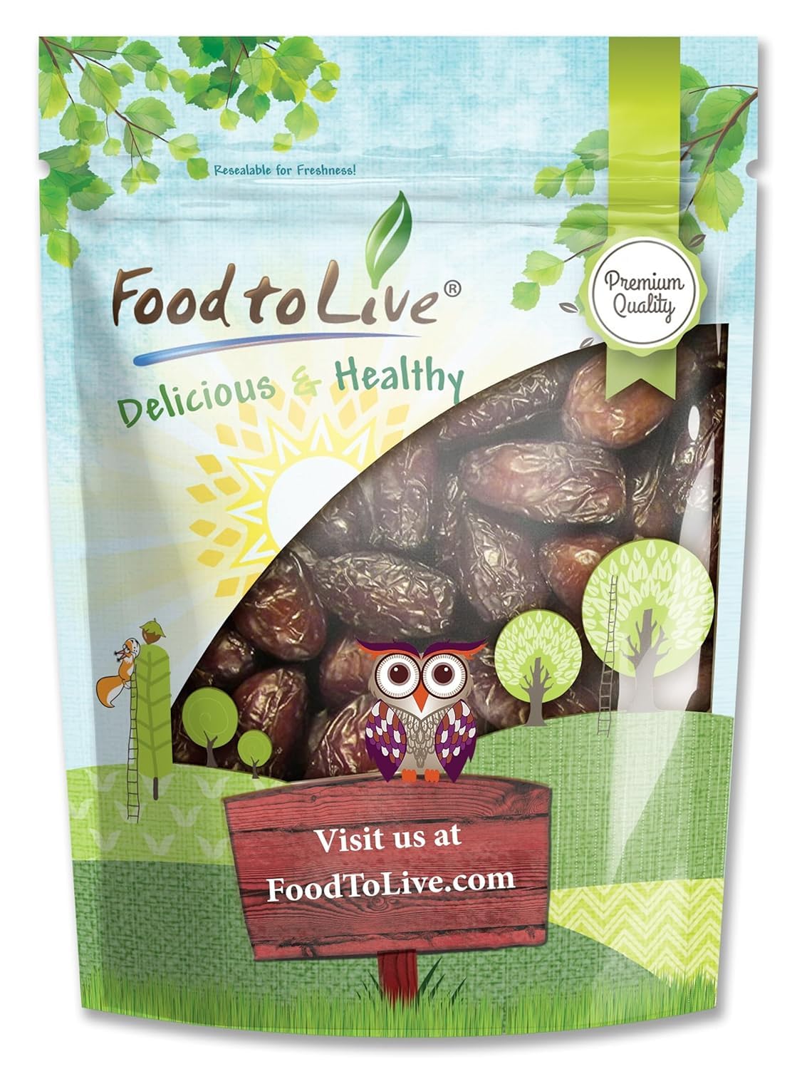 Food to Live Medjool Dates, 3 Pounds - Large Whole Dried Dates with Pits, Unsweetened & Unsulphured, Vegan, Bulk