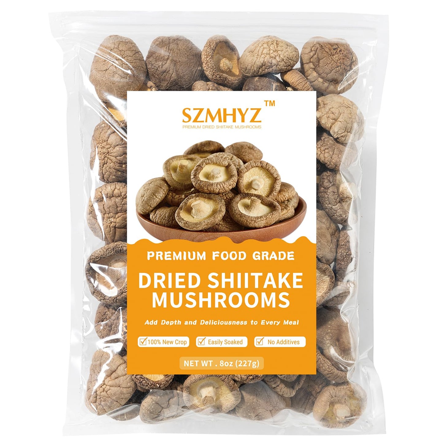 Szmhyz 8 Oz Dried Shiitake Mushrooms Whole - Quick Rehydrate Rich Umami For Soups Stews Sauces Pasta & Risotto - All-Natural No Sulfur Vegan-Friendly Top-Grade Quality