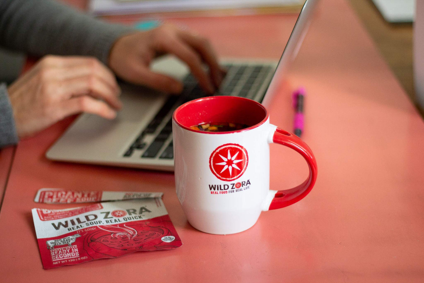 Wild Zora Instant Keto-Friendly Soups Picante Beef 8-Pack Broth Made With 100% Grass-Fed Beef, And Vegetables, Gluten-Free, Grai