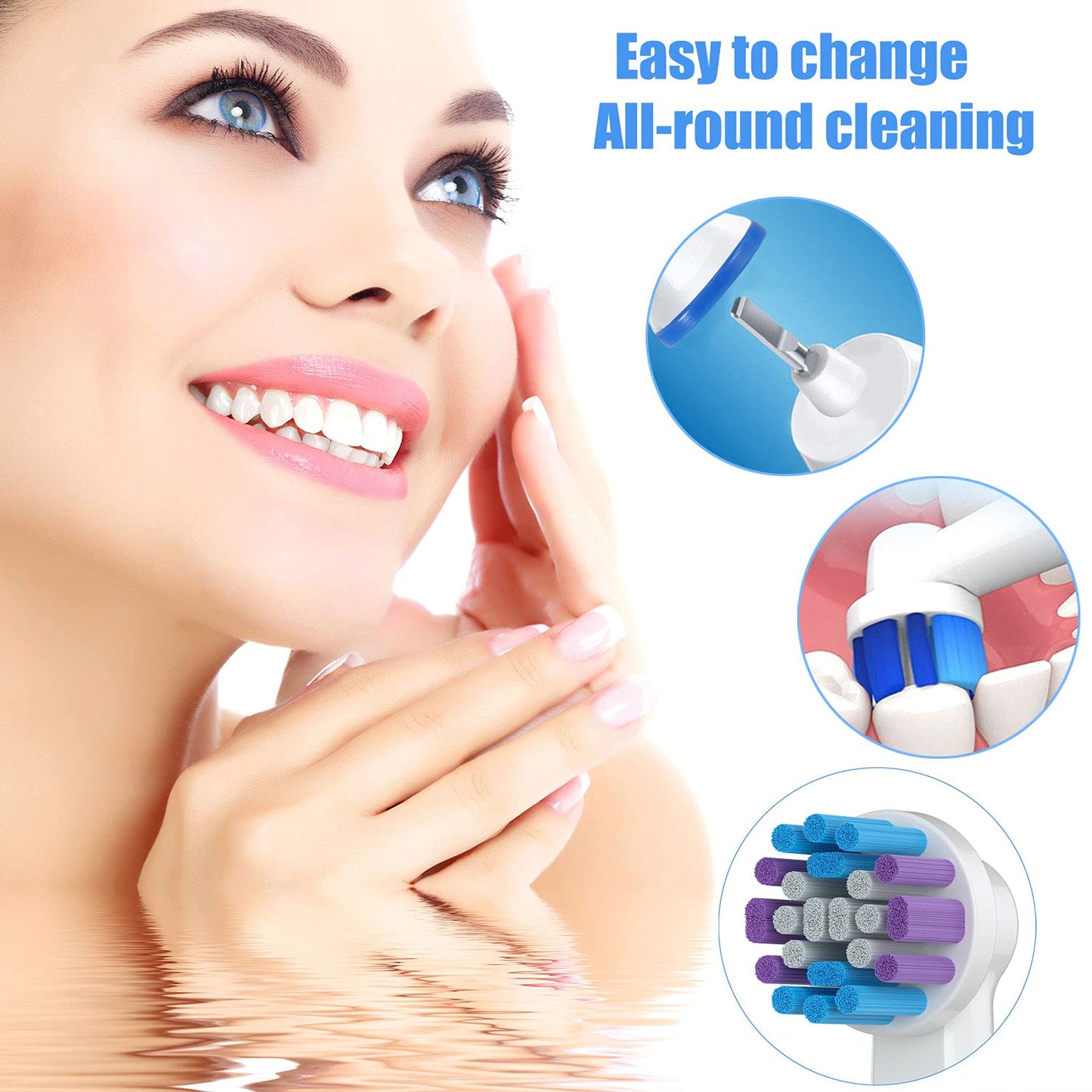 Replacement Toothbrush Heads For Oral-B, 4 Pack Replacement Heads Compatible With Oral B Braun Electric Toothbrush (4 Pack)