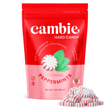 Sugar Free Peppermint Starlights By Cambie | 1 Lb Of Peppermint Sugar Free Hard Candy | Individually Wrapped Mint Candy | Delici