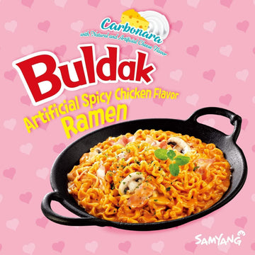 Buldak Spicy Ramen, Carbonara Hot Chicken Ramen, Korean Stir-Fried Instant Noodle, 5 Pack