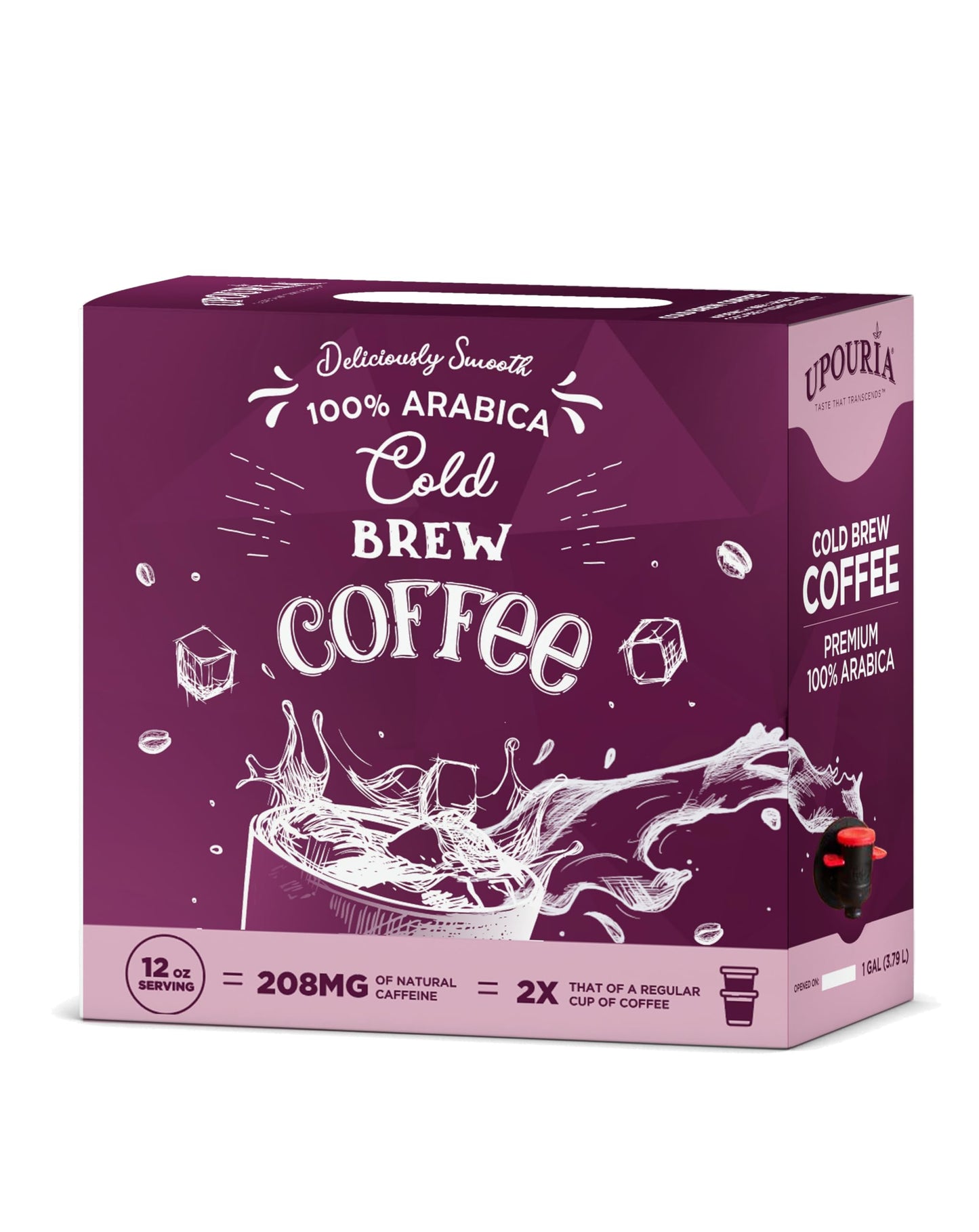 Upouria Cold Brew Coffee On Tap | Ready To Drink Cold Brewed Coffee | Cold Brew Coffee Drink Extracted From Top-Grade Coffee Beans | Made From 100% Arabica Cold Brew Extract | Black & Bold | 128 Fl Oz