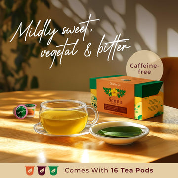 Gya Tea Co Senna Herbal Tea Pod (16 Ct) - Decaf Senna Leaf Tea For Constipation Relief & Bloating