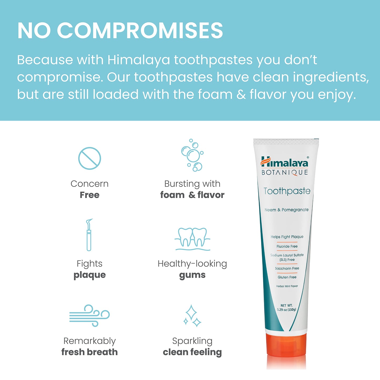Himalaya Botanique Original Neem & Pomegranate Botanical Toothpaste,Fights Plaque,Brightens Teeth,Fluoride Free, No Artificial F