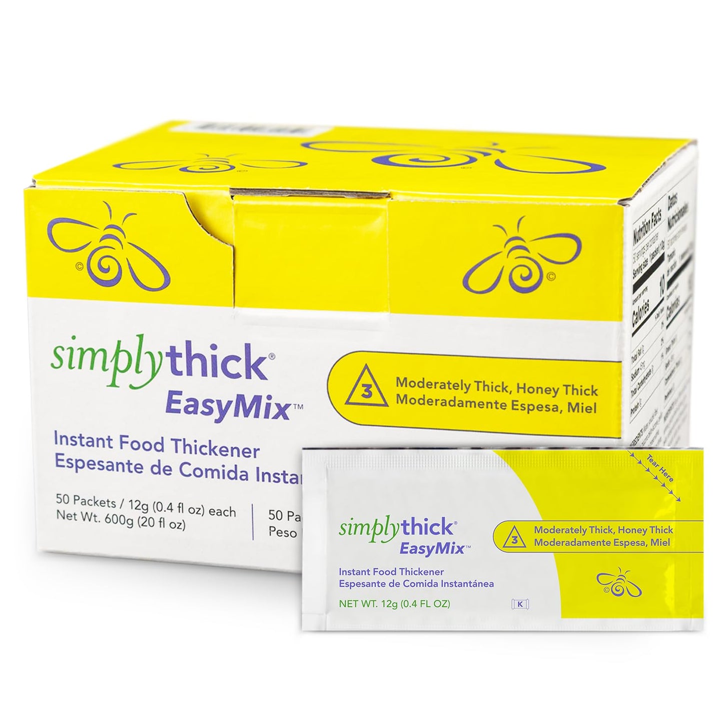 SimplyThick EasyMix | 50 Count of 12g Individual Packets | Gel Thickener for those with Dysphagia & Swallowing Disorders | Creat