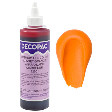 Decopac Premium Gel Food Color, Edible Coloring For Use With Buttercream Or Whipped Icing, Fondant & Piping Gel, Highly Concentrated Gel, 8Oz - Sunset Orange