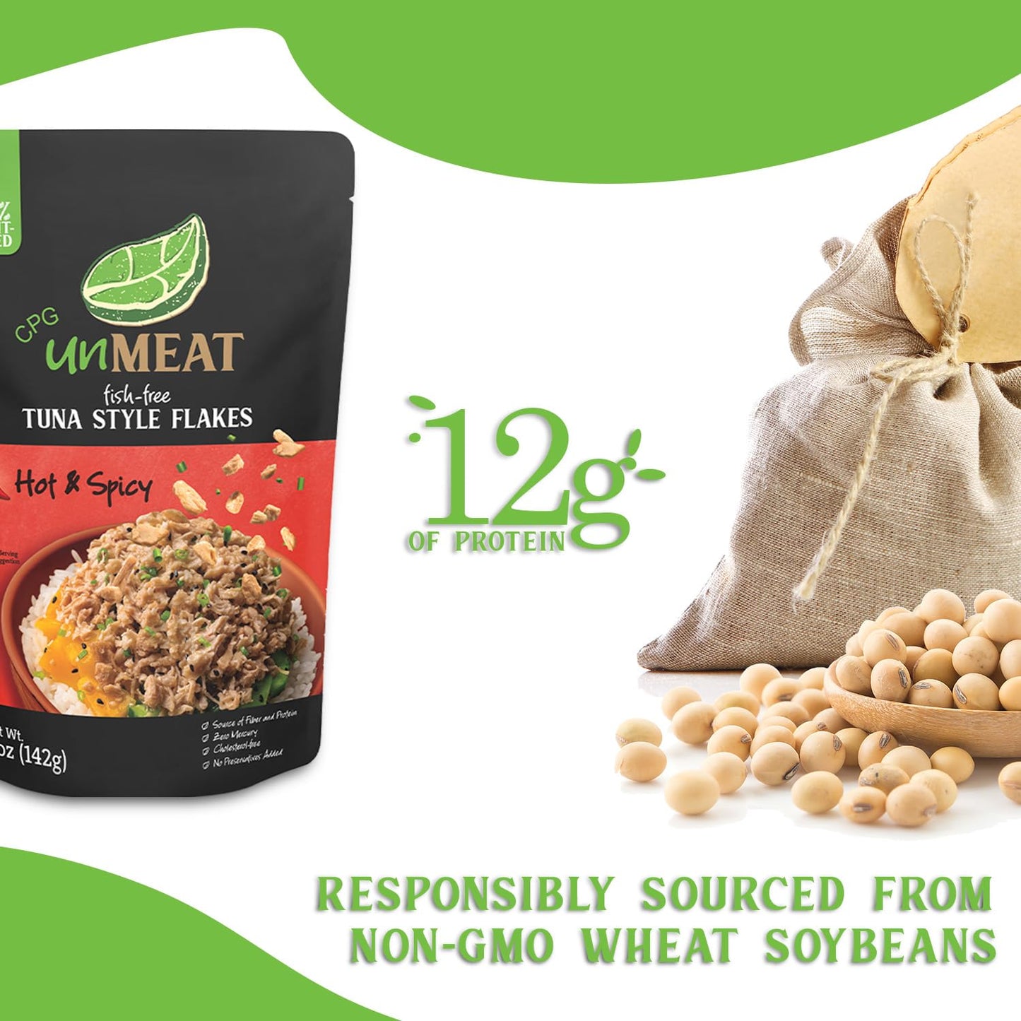 Unmeat Plant Based Tuna Style Flakes | Easy To Prepare Plant Based Tuna Pouch | Hot & Spicy, 5 Ounce Pouch (Pack Of 6)