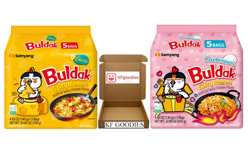 Samyang Buldak Hot Spicy Chicken Ramen Noodle Korean Stir-Fried Ramen (6, 1 Carbonara,1 Cream Carbonara, 2 Cheese, 2 Quattro Che