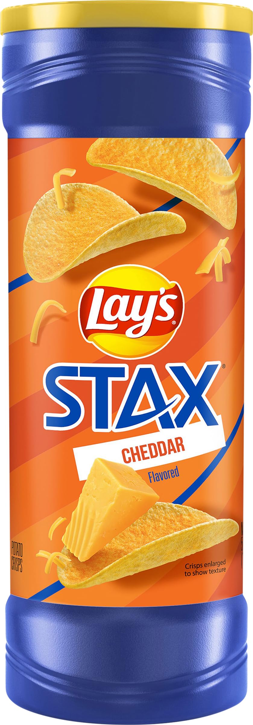 Lays Stax Potato Crisps Chips, Cheddar, Gluten Free, 5.5 Oz Canister Pack