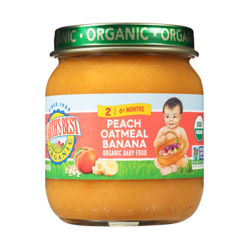 Earth'S Best Organic Baby Food Jars Organic Peach Oatmeal And Banana, 4 Oz Jar