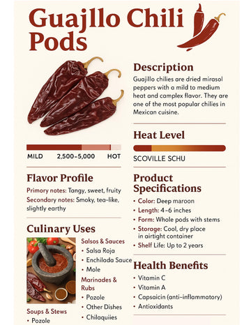 Mecca Foods Guajillo Chiles – Dried Mexican Chili Peppers, 8 Ounce, Authentic Mild-Heat for Mole, Pozole, Tacos, Salsas & Adobo