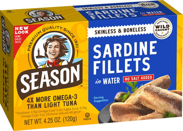 Season Skinless and Boneless Sardines in Water 4.25 Ounce (Pack of 6)