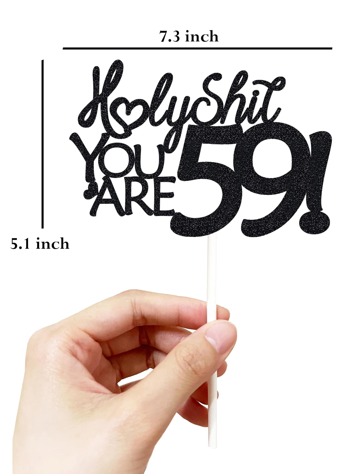 veegood Happy 59th Birthday Cake Topper - Black Glitter, Funny 59th Design, Model T635