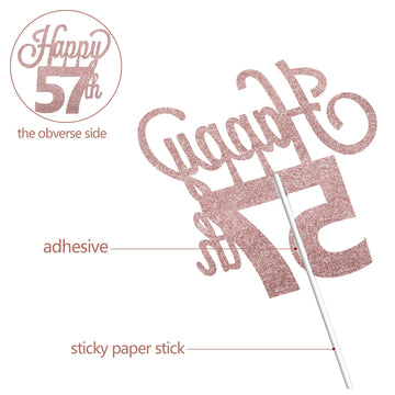 Lingteer Happy 57Th Birthday Cake Topper - Cheers To 57Th Birthday 57 Years Old Birthday Party Cake Decorations Sign.