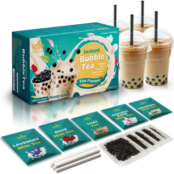Fusion Select 5 Packs Authentic Tea Flavors Sakura, Lavender, Rose, Thai Tea, Original Milk Tea Boba Tea Kit Extra Rich Flavor B