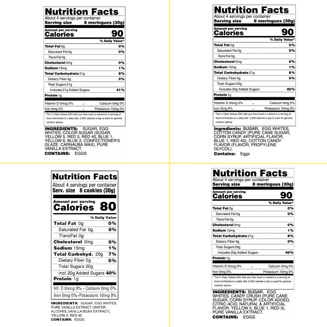 Krunchy Melts Meringue Cookies 4-Pack - Birthday Cake, Cotton Candy, Rainbow Vanilla, Vanilla Sprinkles - 16 oz, Gluten Free, Low Fat
