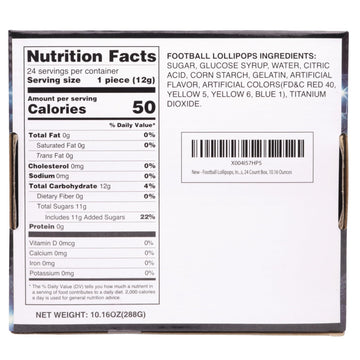 Football Lollipops Individually Wrapped Sports Suckers Fruit Flavored Team Party Favors 24 Count Box 10.16 Ounces