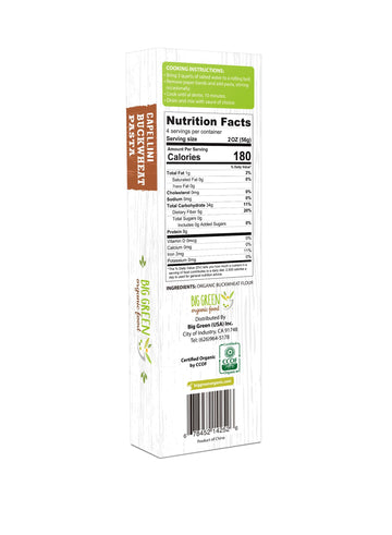 Big Green Organic Food- Organic Buckwheat Capellini, 8.8oz, 100% buckwheat, Gluten-Free, Non-GMO (3 Pack)