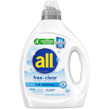All Liquid Laundry Detergent, Clear For Sensitive Skin, 2X Concentrated, 110 Loads