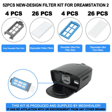 52Pcs Cpap Filters For Dreamstation 2- Replacement Filters Compatible With Dreamstation 2: Includes 4 Preassembled Filters+ 22 P
