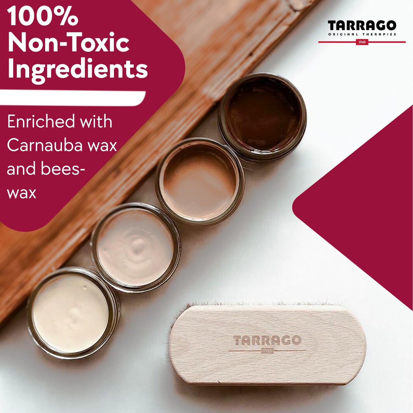 Tarrago Shoe Cream - Professional Shoe Polish With Carnauba Wax To Re-Color And Polish - Smooth Leather Shoes And Boots- Over 10