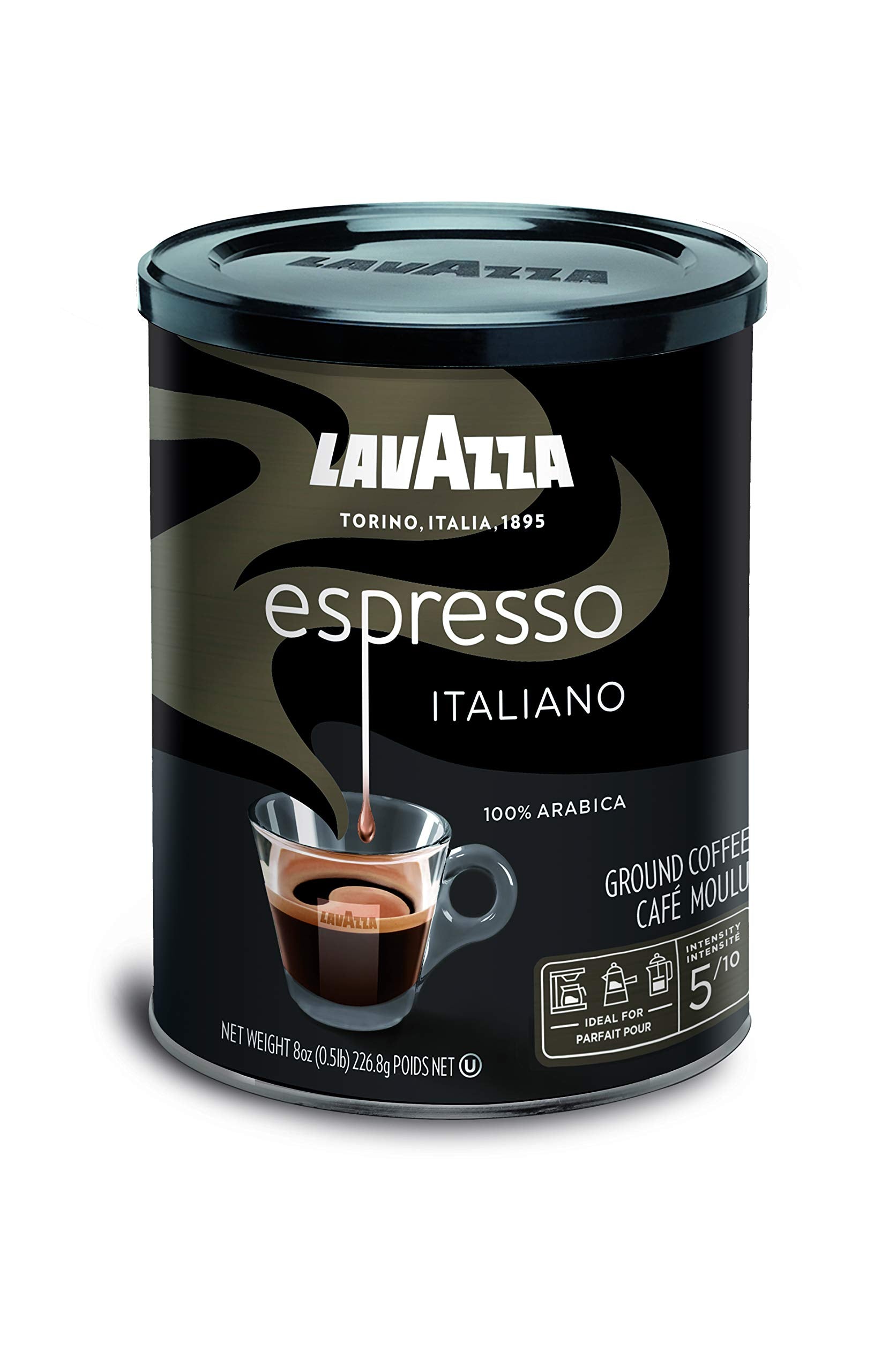 Lavazza Caffe Espresso Ground Coffee Blend, Medium Roast, 8-Ounce Can