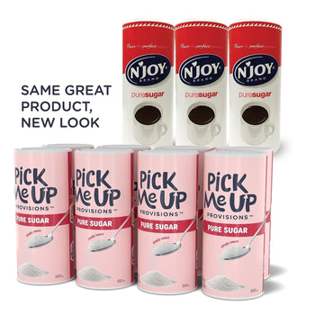 Pick Me Up Provisions 100% Pure Cane Sugar Easy Pour Sweetener 22 Oz Canister 8-Pack Granulated White