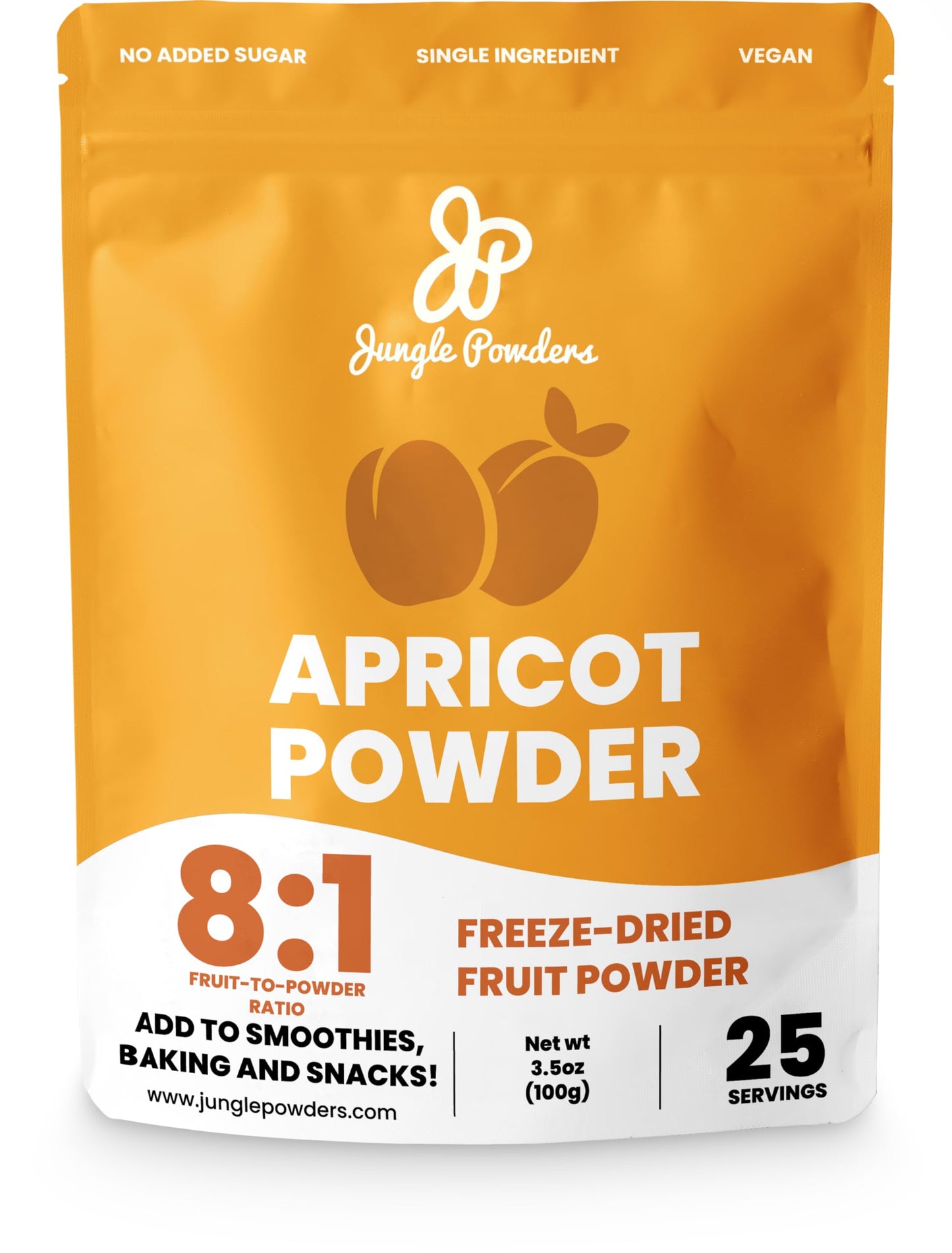 Jungle Powders Apricot Powder 3.5 Ounce Powdered Freeze Dried Apricot Fruit Smoothie No Sugar Added Additive And Filler Free Deh